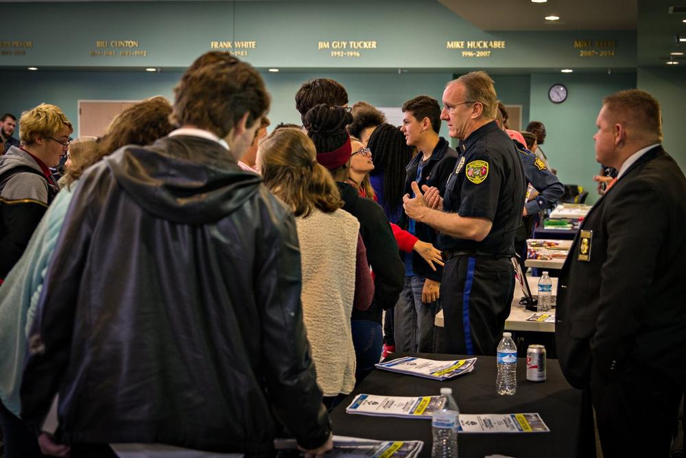 The youth speaking with law enforcement agencies one on one.