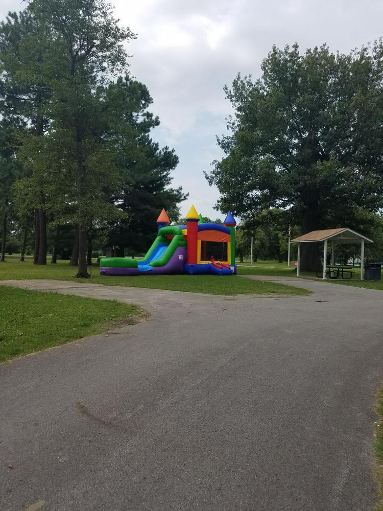 A blowup playhouse at a park